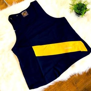 Gymshark Crop Top Tank Navy and Yellow Size S